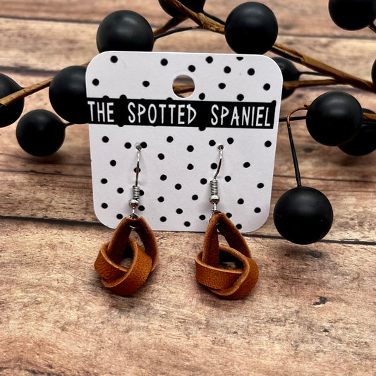 Leather Brown Knot Earrings
