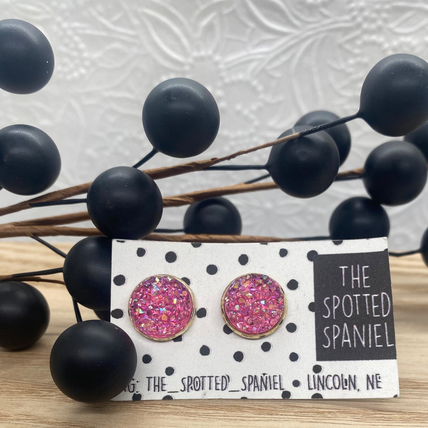 Clear Dark Pink Stud