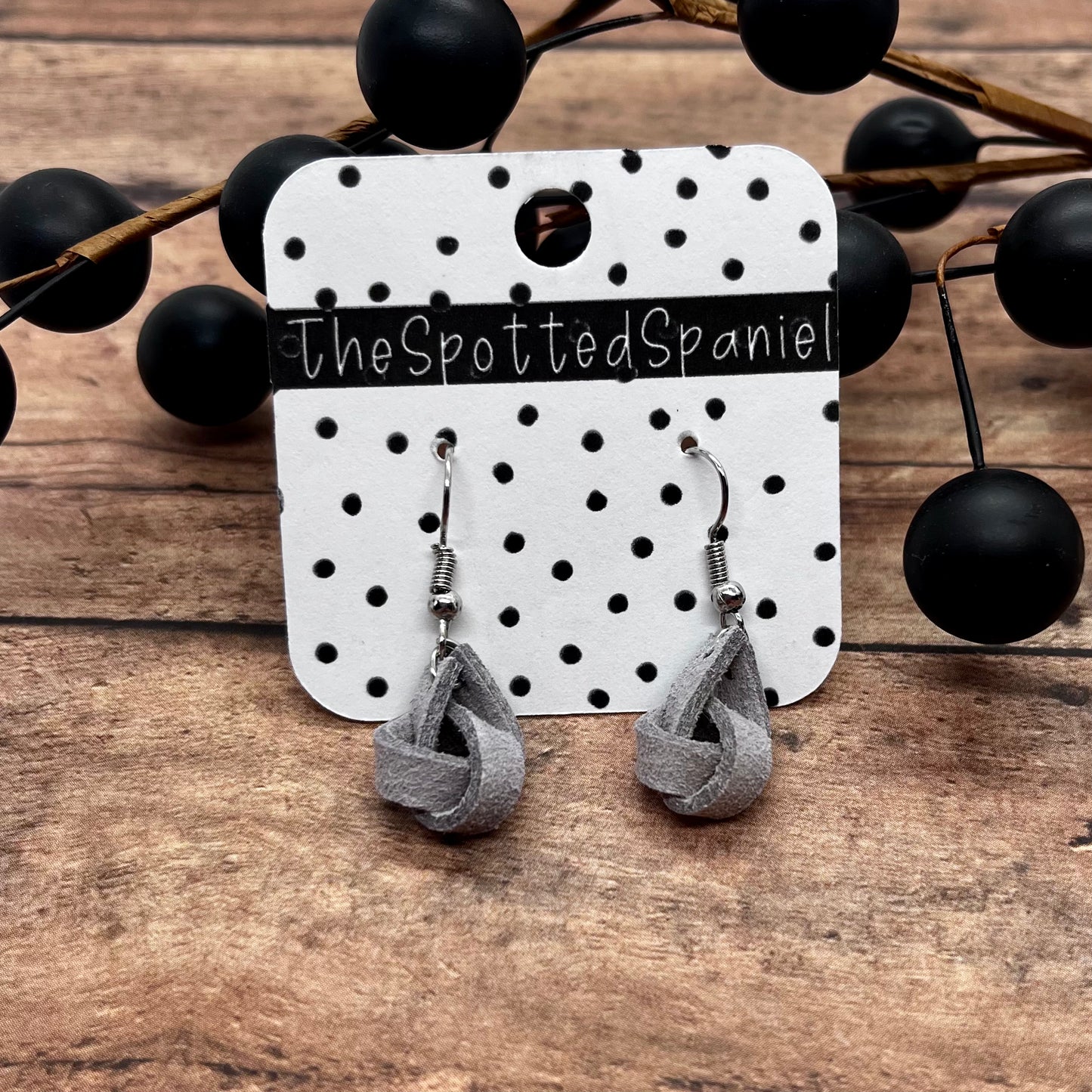 Light Grey Knot Earrings