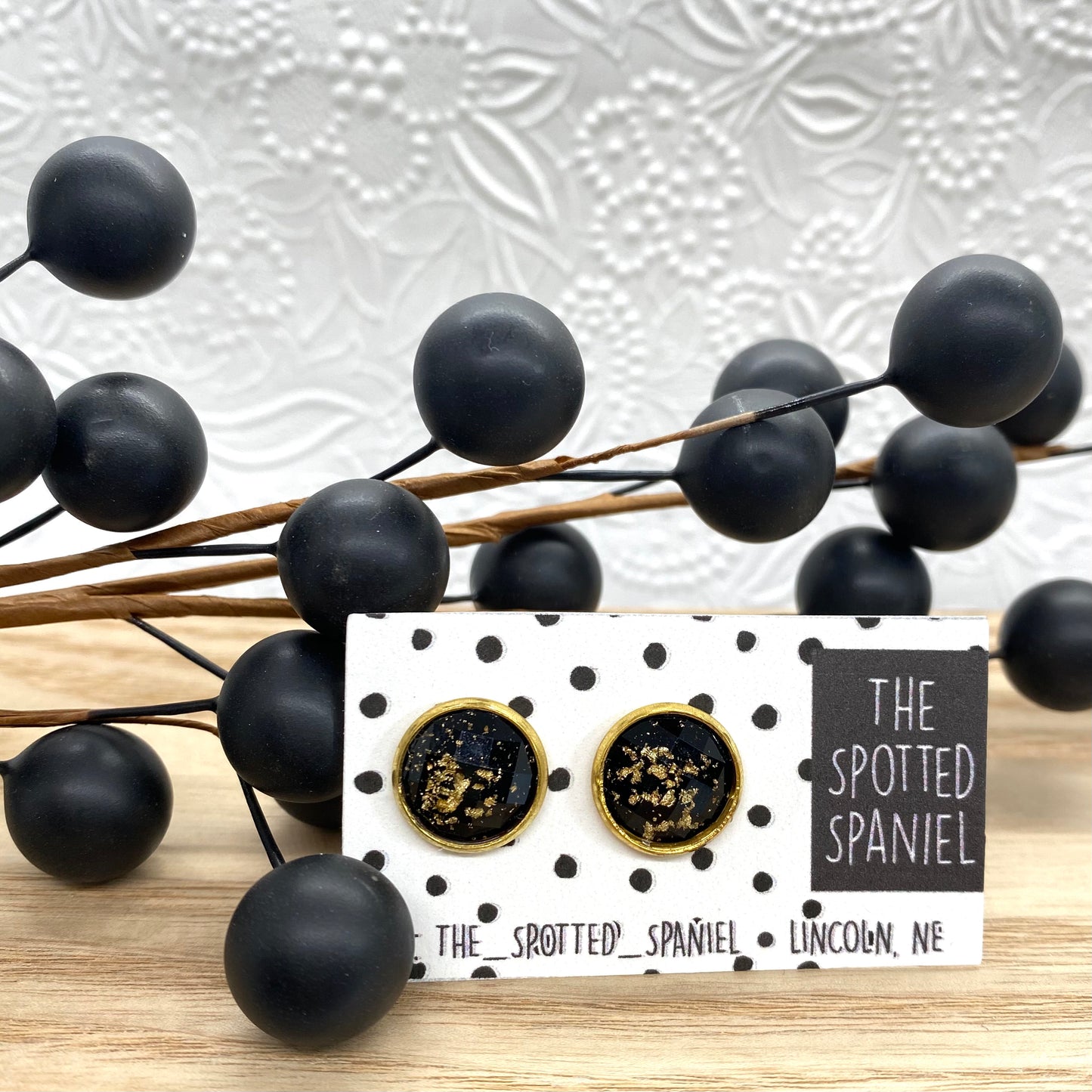 Black & Gold Speck Stud