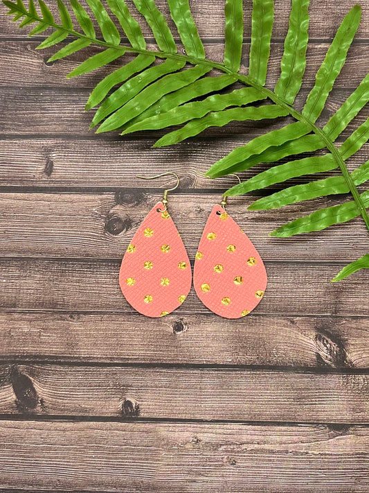 Coral and gold teardrop