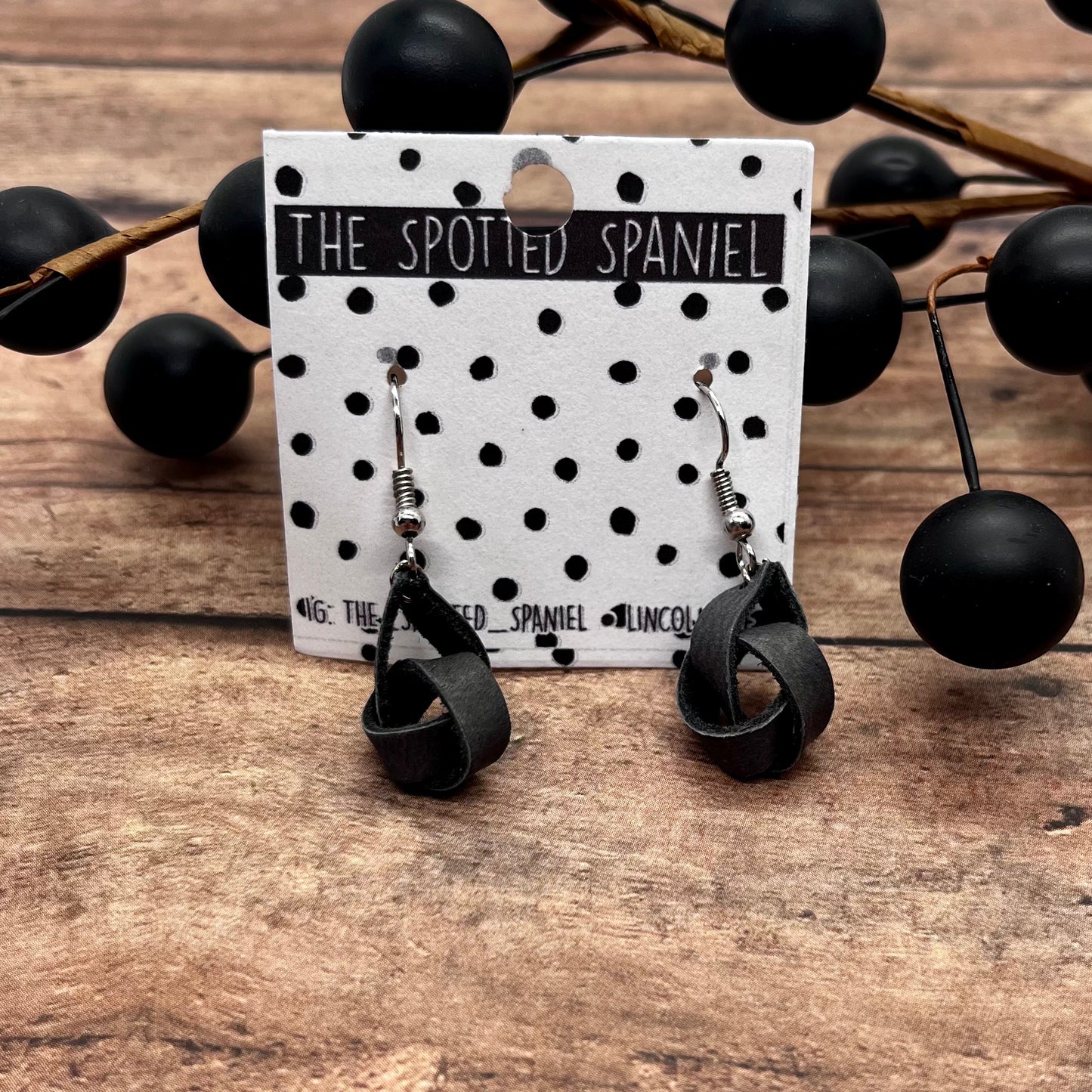 Dark Grey Knot Earrings