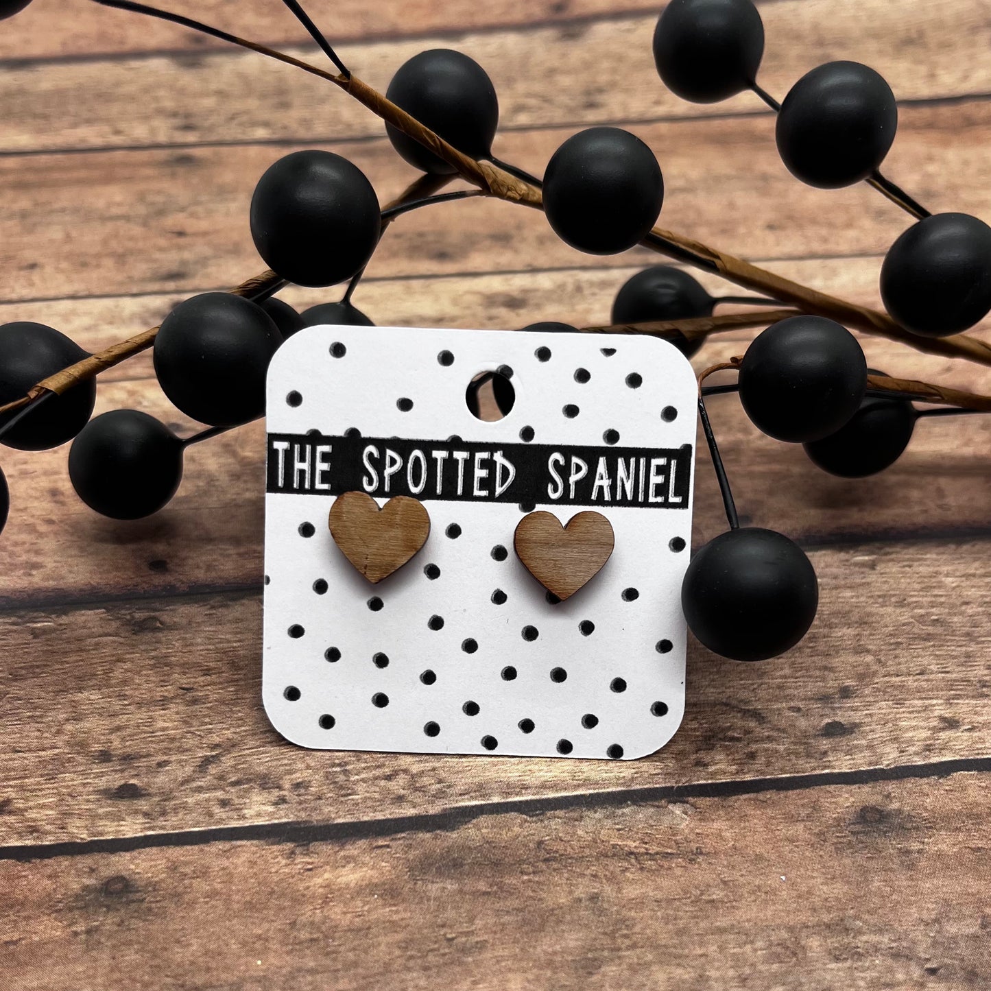 Wooden Heart Studs