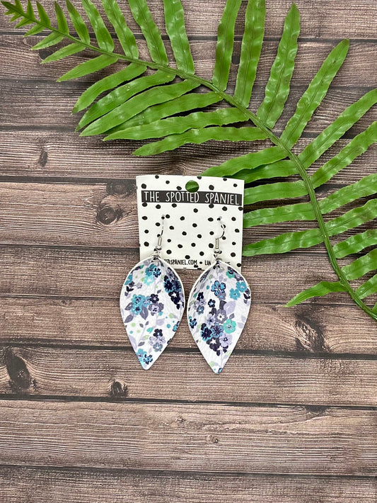 Blue floral pinched teardrop